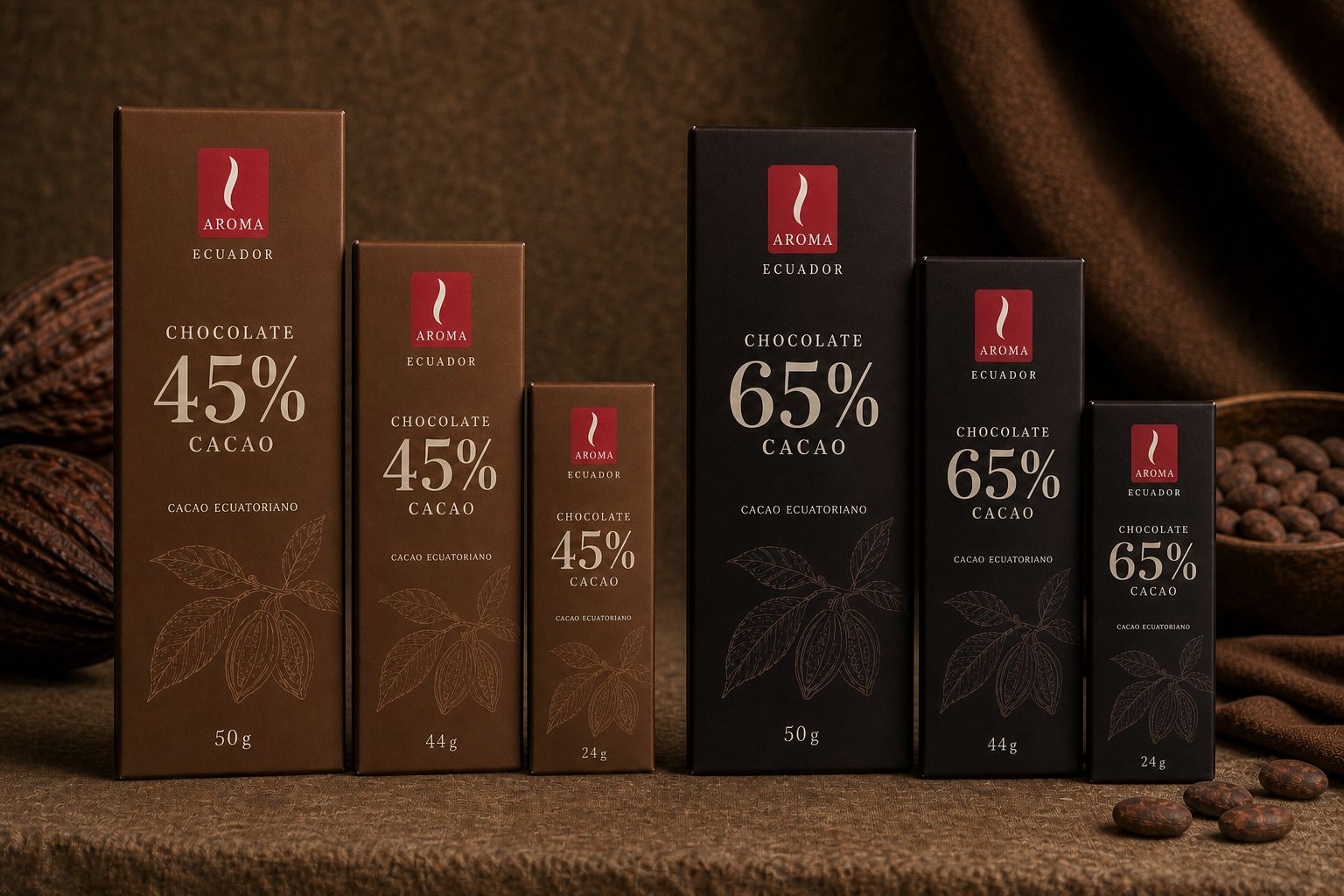 Chocolate bars from the Aroma Ecuador range